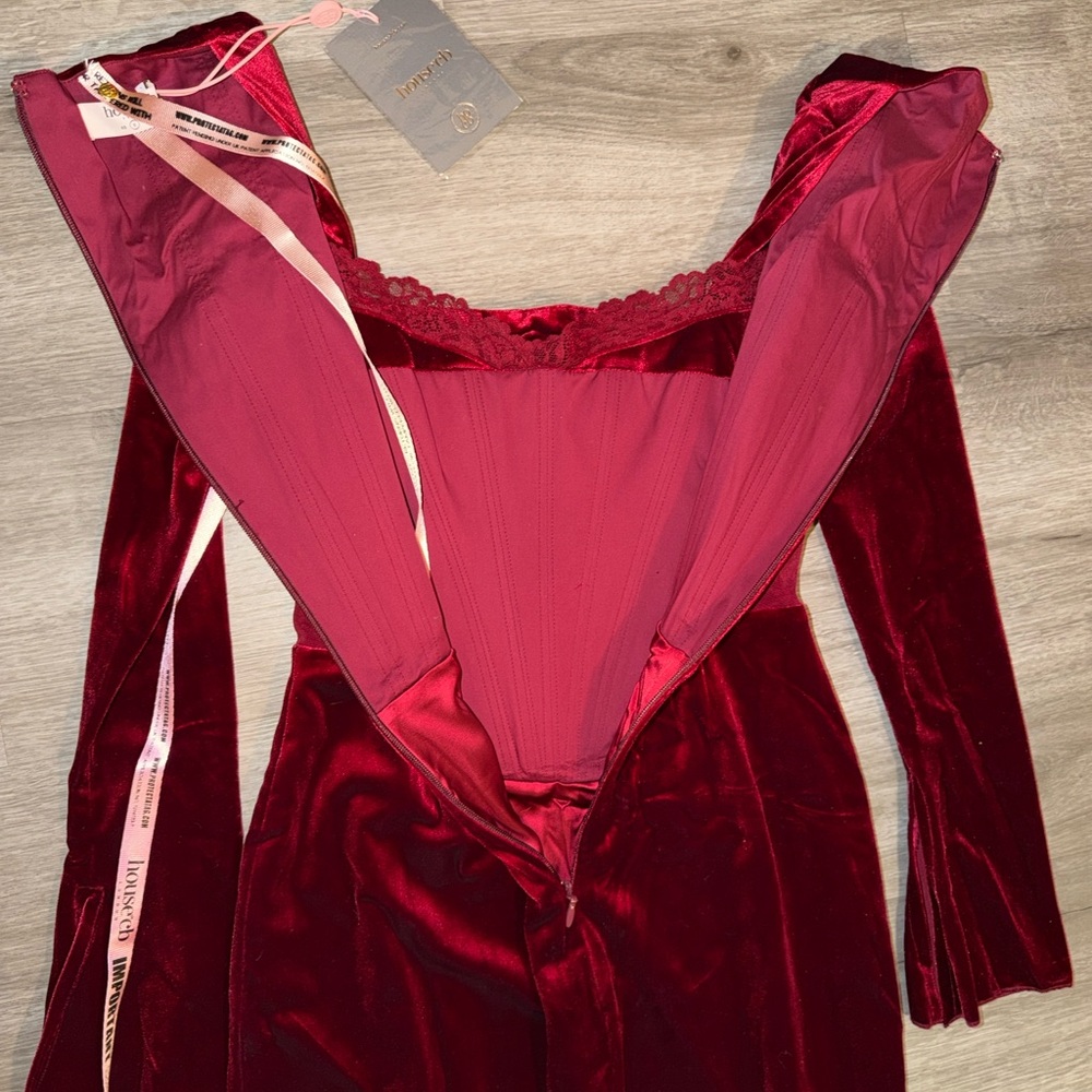 House of CB Solaine Wine Velvet Corset Dress - Picture 14 of 16